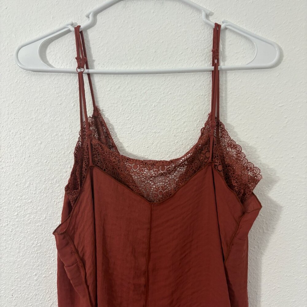 Free People Gigi Slip Dress with Bralette Rosewood Size Medium Midi Flowy - Picture 5 of 10